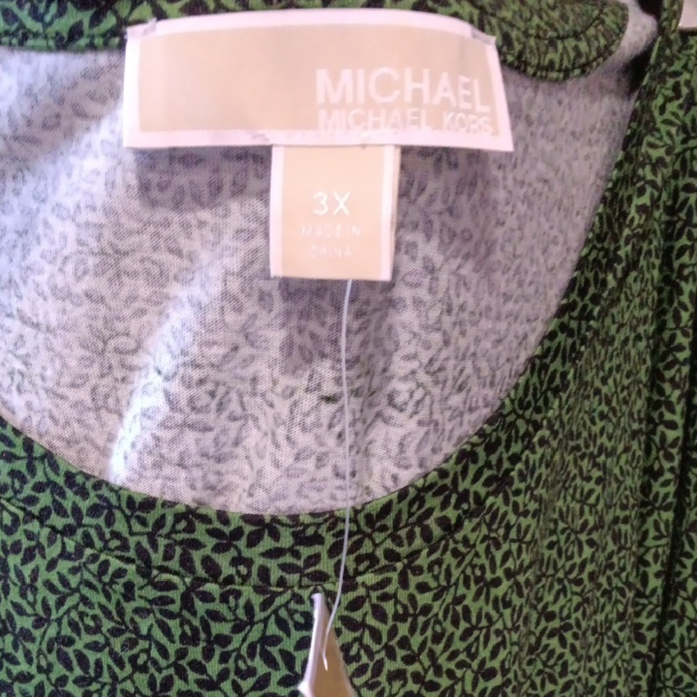 MICHAEL Michael Kors Green and Black Leaf-Print Sleeveless Shell